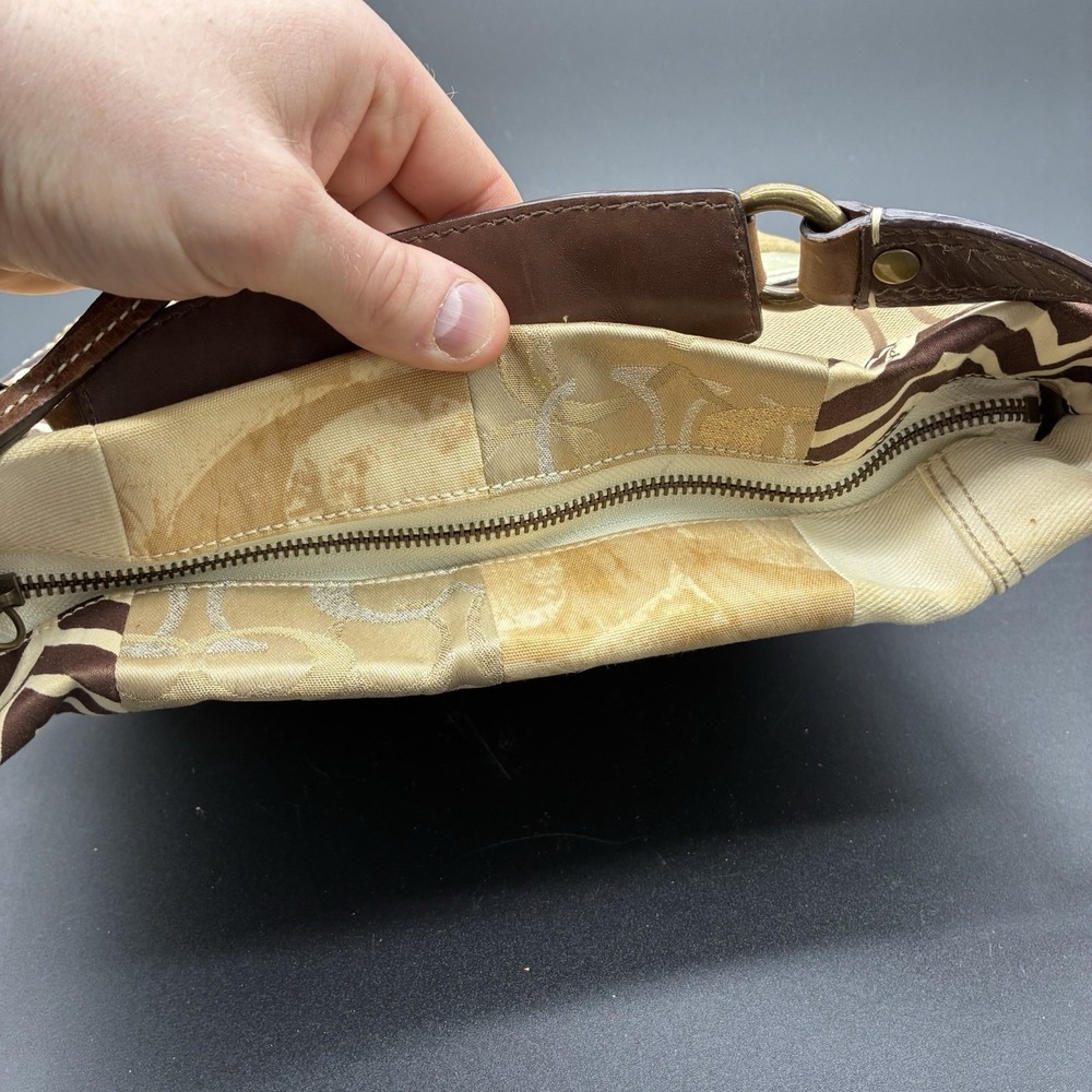Coach Carly 10814 Y2K Patchwork Signature Hobo Shoulder Bag Brown Tan Canvas - Picture 15 of 16